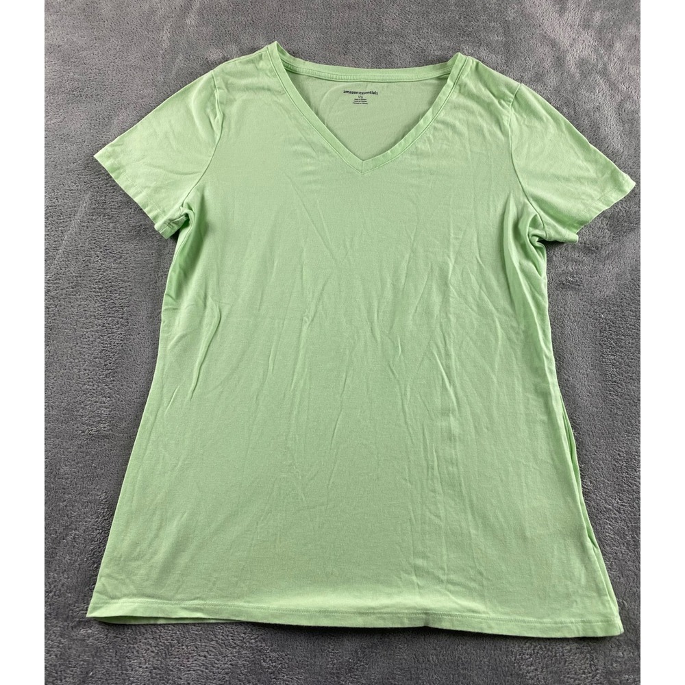Amazon Essentials Womens V-Neck Short Sleeve T-Shirt Light Green Size L